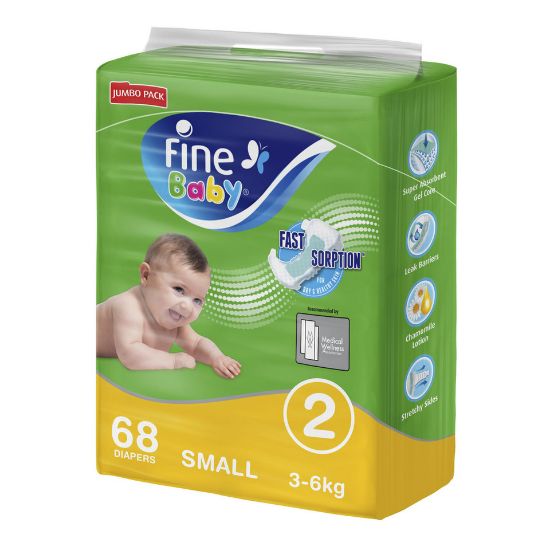 Picture of Fine Baby Diapers Size 2 Small 3-6 kg 68pcs