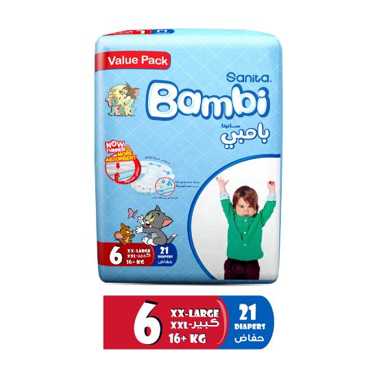 Picture of Sanita Bambi Baby Diaper Value Pack Size 6 Extra Large 16+kg 21pcs