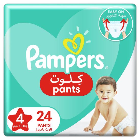 Picture of Pampers Baby-Dry Pants Diapers Size 4, 9-14kg With Stretchy Sides for Better Fit 24pcs