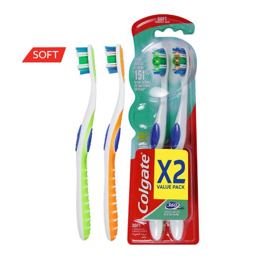 Picture of Colgate Toothbrush 360 Whole Mouth Clean Soft Assorted 2pcs