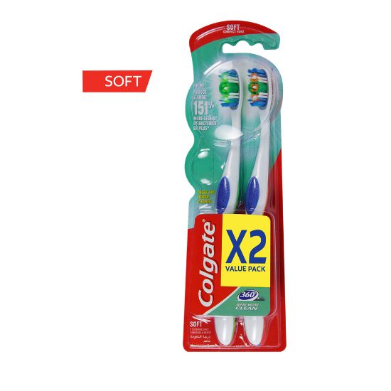 Picture of Colgate Toothbrush 360 Whole Mouth Clean Soft Assorted 2pcs