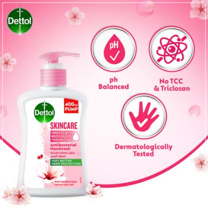 Picture of Dettol Skincare Handwash Liquid Soap Rose & Sakura Blossom Fragrance 400ml