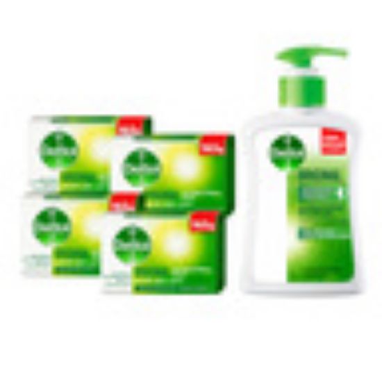 Picture of Dettol Anti-Bacterial Soap Original 4 x 165g + Handwash 200ml