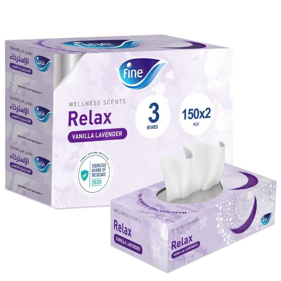 Picture of Fine Facial Tissue Relax Vanilla Lavender 2ply 3 x 120 Sheets