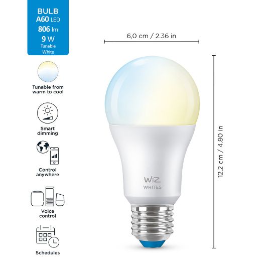 Picture of Wiz Wi-Fi Tunable Smart Bulb White 9W A60 E27 806lm