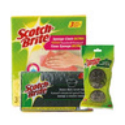 Picture of Scotch Brite Laminates 3pcs + Stainless Steel Spiral 2pcs + Sponge Cloth 3pcs