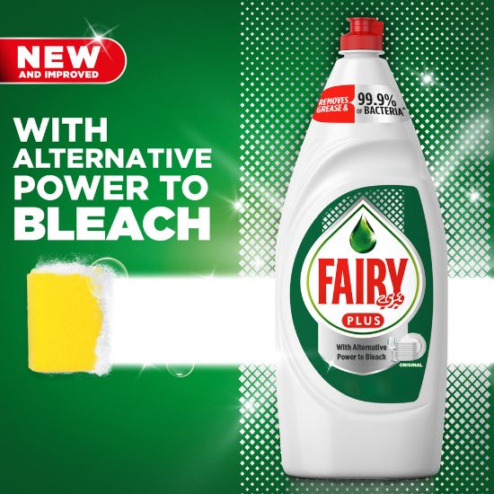 Picture of Fairy Plus Original Dishwashing Liquid Soap With Alternative Power To Bleach 600ml(N)