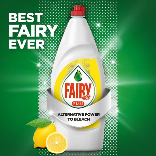 Picture of Fairy Plus Lemon Dishwashing Liquid Soap With Alternative Power To Bleach 600ml(N)