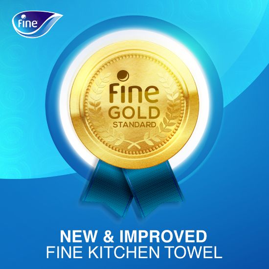 Picture of Fine Super Towel Pro New & Improved Sterilized & Half Perforated Kitchen Paper Towel 3ply 2 Rolls