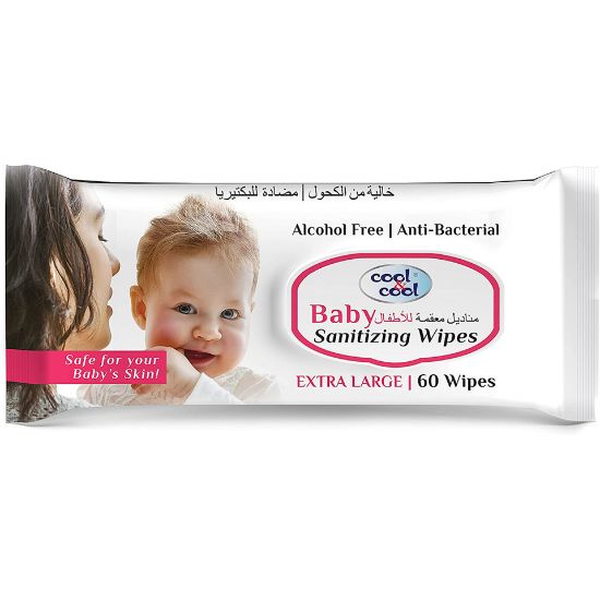 Picture of Cool & Cool Anti-Bacterial Baby Sanitizing Wipes Extra Large 60 pcs