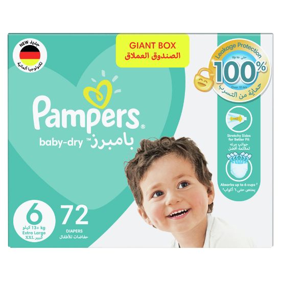 Picture of Pampers Baby-Dry Diapers Size 6, 13+kg with Leakage Protection 72pcs