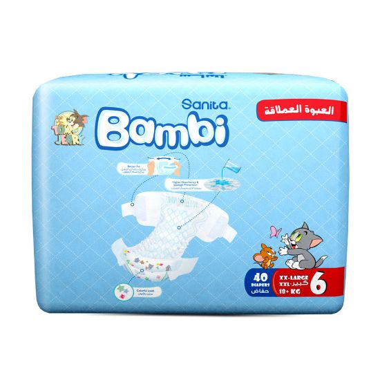 Picture of Sanita Bambi Baby Diaper Jumbo Pack Diaper Size6 Extra Large 16+kg 40pcs