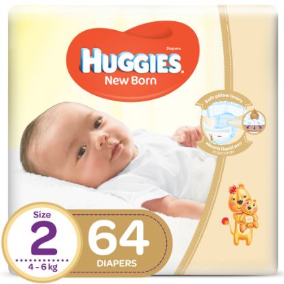 Picture of Huggies New Born Size 2 Value 4-6kg 64pcs