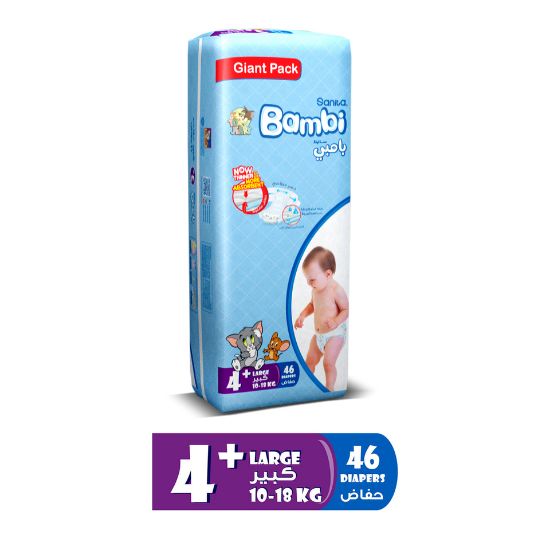 Picture of Sanita Bambi Baby Diaper Large Size 4+ 10-18kg 46pcs