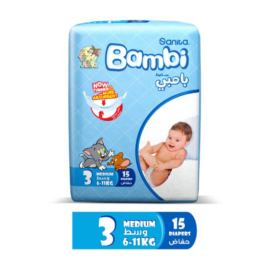 Picture of Sanita Bambi Baby Diaper Regular Pack Size 3 Medium 6-11kg 15pcs