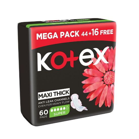 Picture of Kotex Pads Maxi Thick Super With Wings 44+16