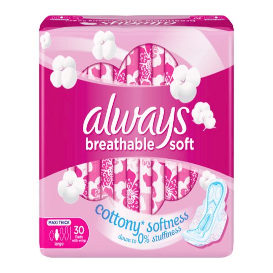 Picture of Always Breathable Soft Maxi Thick Large Sanitary Pads with Wing 30pcs