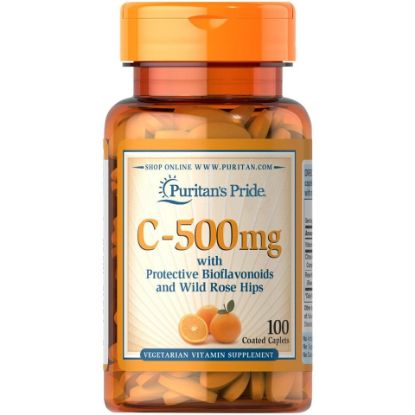 Picture of Puritan's Pride Vitamin C-500mg With Bioflavonoids & Wild Rose Hips 100pcs