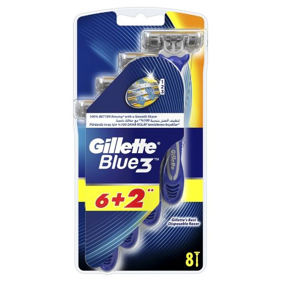 Picture of Gillette Blue3 Men’s Disposable Razors 6pcs + 2