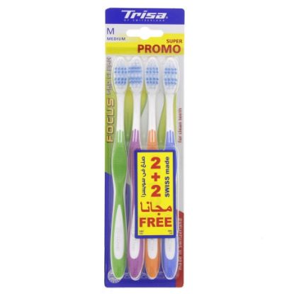 Picture of Trisa Focus Toothbrush Medium Assorted 4pcs