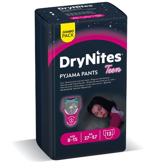 Picture of Drynites Pyjama Age 8-15y Girl 27-57kg 13pcs