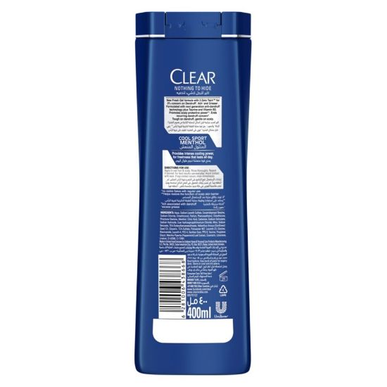 Picture of Clear Men's Cool Sport Menthol Anti-Dandruff Shampoo 400ml