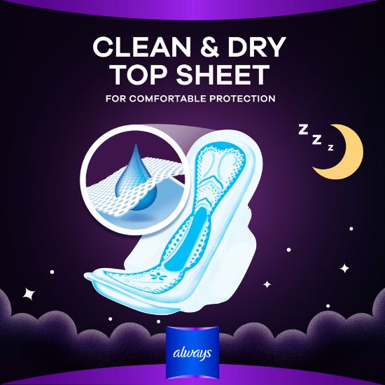 Picture of Always Clean & Dry Maxi Thick Night Sanitary Pads with Wings 48pcs