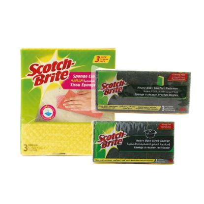 Picture of Scotch Brite Sponge Cloth 3pcs + Laminate 3pcs + Nail Saver 3pcs