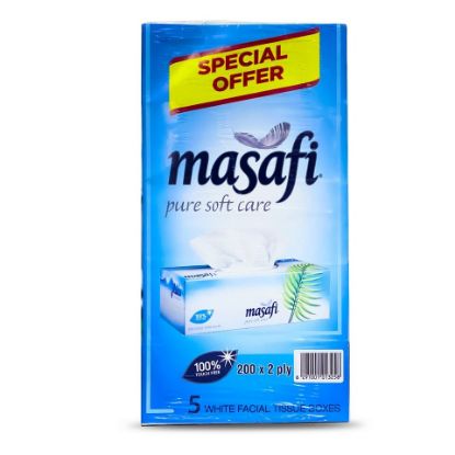 Picture of Masafi Facial Tissue White 2ply 5 x 200 Sheets