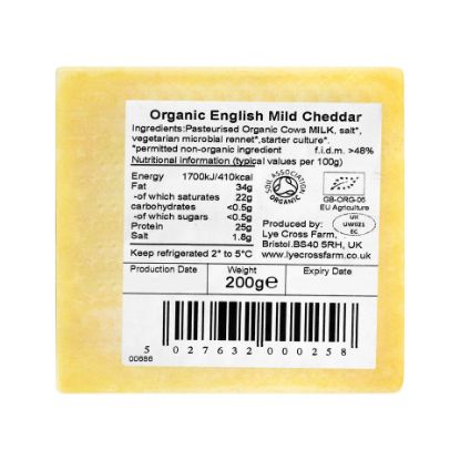 Picture of Lye Cross Farm Organic Mild Cheddar 200g