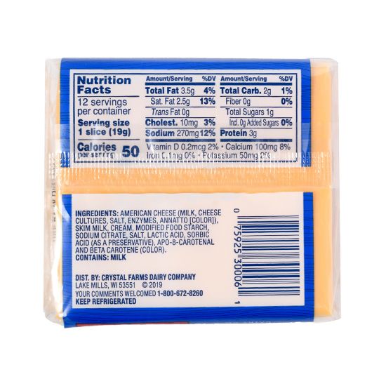 Picture of Crystal Farms Singles American Cheese 226g