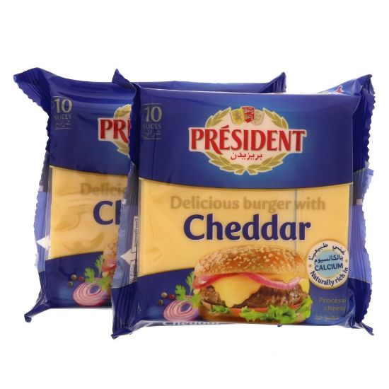 Picture of President Burger Cheddar Slice Cheese 2 x 200 g