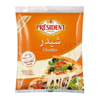 Picture of President Shredded Cheddar Cheese 200g