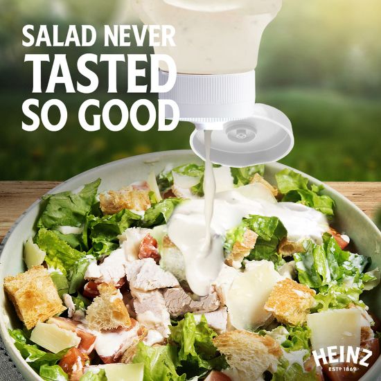 Picture of Heinz Creamy Caesar Salad Dressing Top Down Squeezy Bottle 225ml