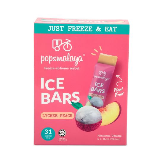 Picture of Pops Malaya Lychee Peach Ice Bars 5 x 45ml(N)