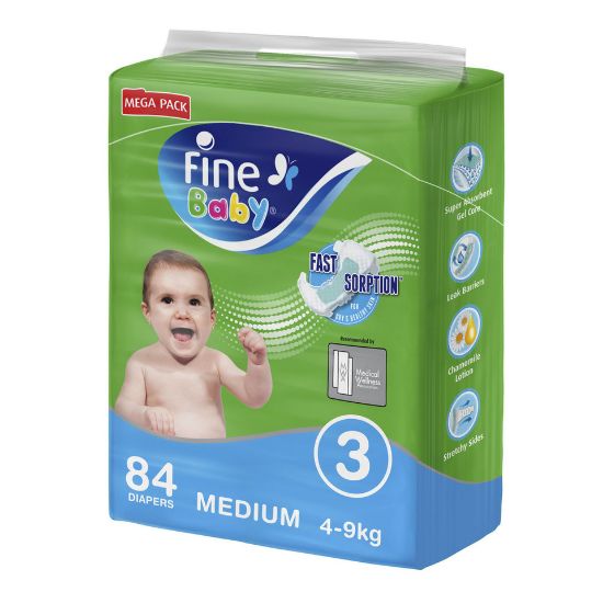 Picture of Fine Baby Diapers Size 3 Medium 4-9kg Mega Pack 84pcs