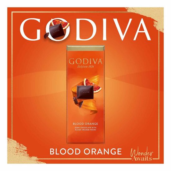 Picture of Godiva Dark Chocolate With Blood Orange Pieces 90g(N)