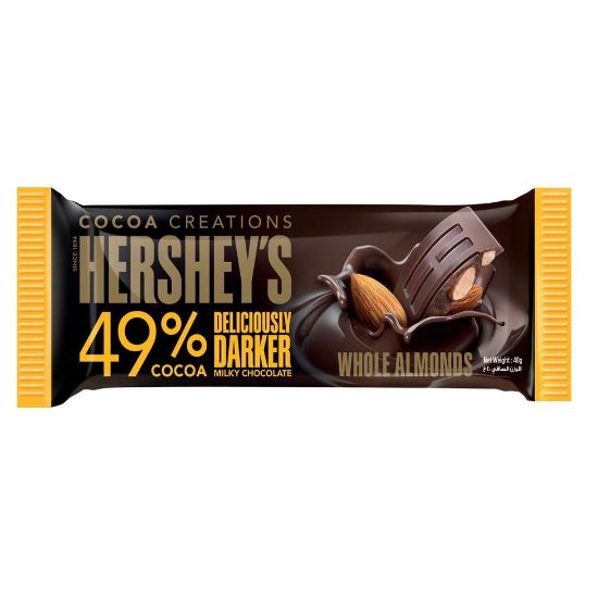 Picture of Hershey's Cocoa Creations Deliciously Darker Milky Chocolate with Whole Almonds 49% Cocoa 40 g(N)