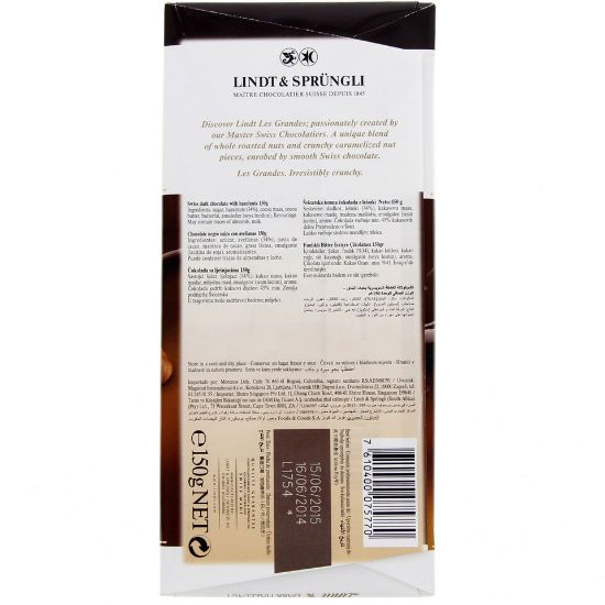 Picture of Lindt Les Grandes 34% Hazelnut Dark 150 g(N)