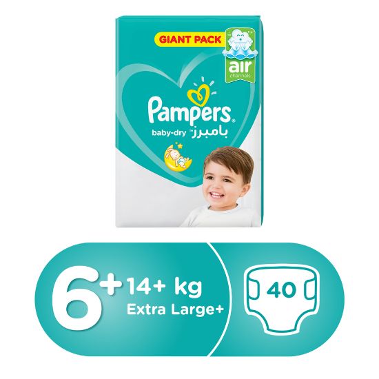 Picture of Pampers Baby Dry Diapers Size 6+ Extra Large 14+kg 40pcs