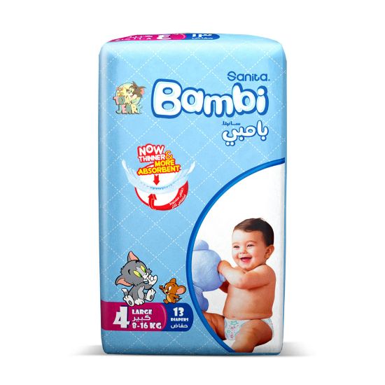 Picture of Sanita Bambi Baby Diaper Regular Pack Size 4 Large 8-16kg 13pcs