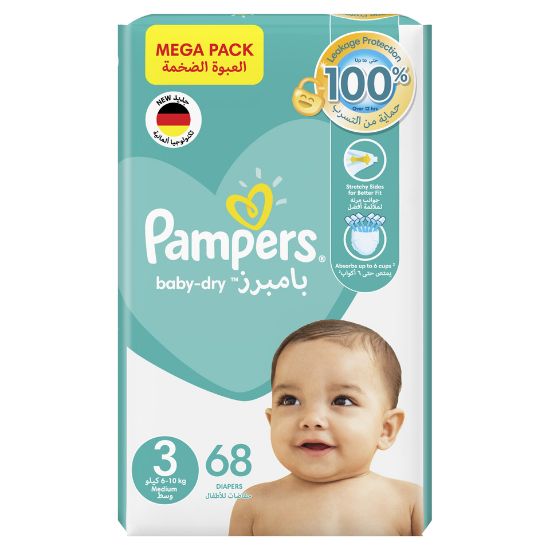 Picture of Pampers Baby-Dry Diapers Size 3, 6-10kg with Leakage Protection 68pcs