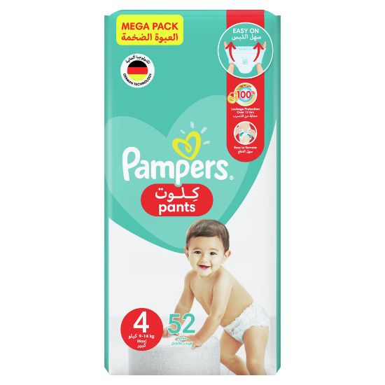 Picture of Pampers Baby-Dry Pants Diapers Size 4, 9-14kg With Stretchy Sides for Better Fit 52pcs