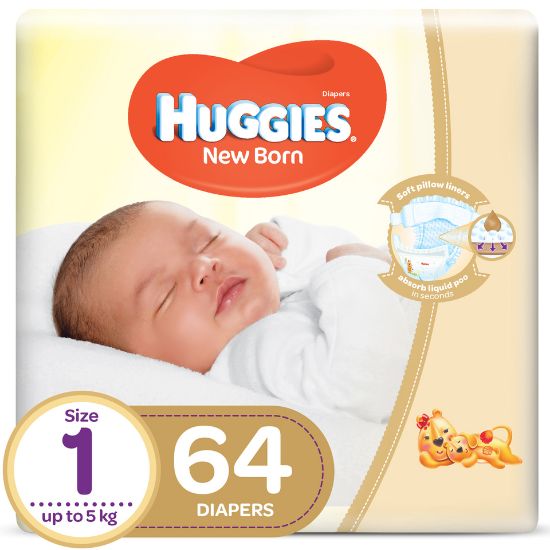 Picture of Huggies New Born Size 1 Value Up to 5kg 64pcs