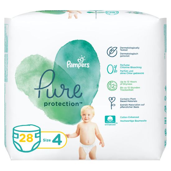 Picture of Pampers Pure Protection Diapers Size 4 9-14kg 28pcs