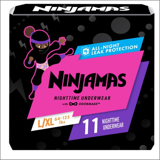 Picture of Ninjamas Bedwetting Disposable Underwear Size L/XL 29-57kg Night-time Pants for Girls 11pcs