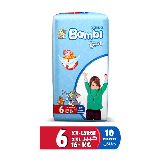 Picture of Sanita Bambi Baby Diaper Regular Pack Size 6 Extra Large 16+kg 10pcs