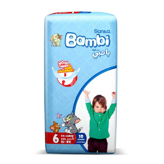 Picture of Sanita Bambi Baby Diaper Regular Pack Size 6 Extra Large 16+kg 10pcs