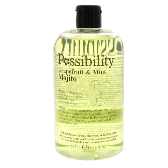 Picture of Possibility Grapefruit And Mind Mojito Ultra Rich Shower Gel, Shampoo And Bubble Bath 525ml