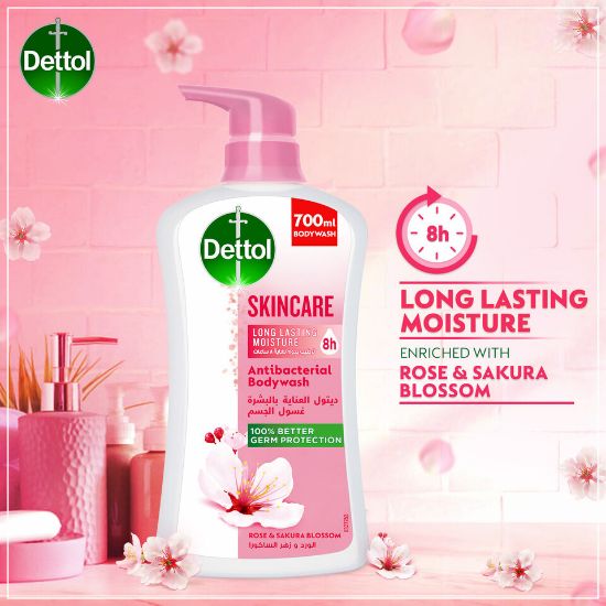 Picture of Dettol Skincare Showergel & Bodywash Rose & Sakura Blossom Fragrance 700ml